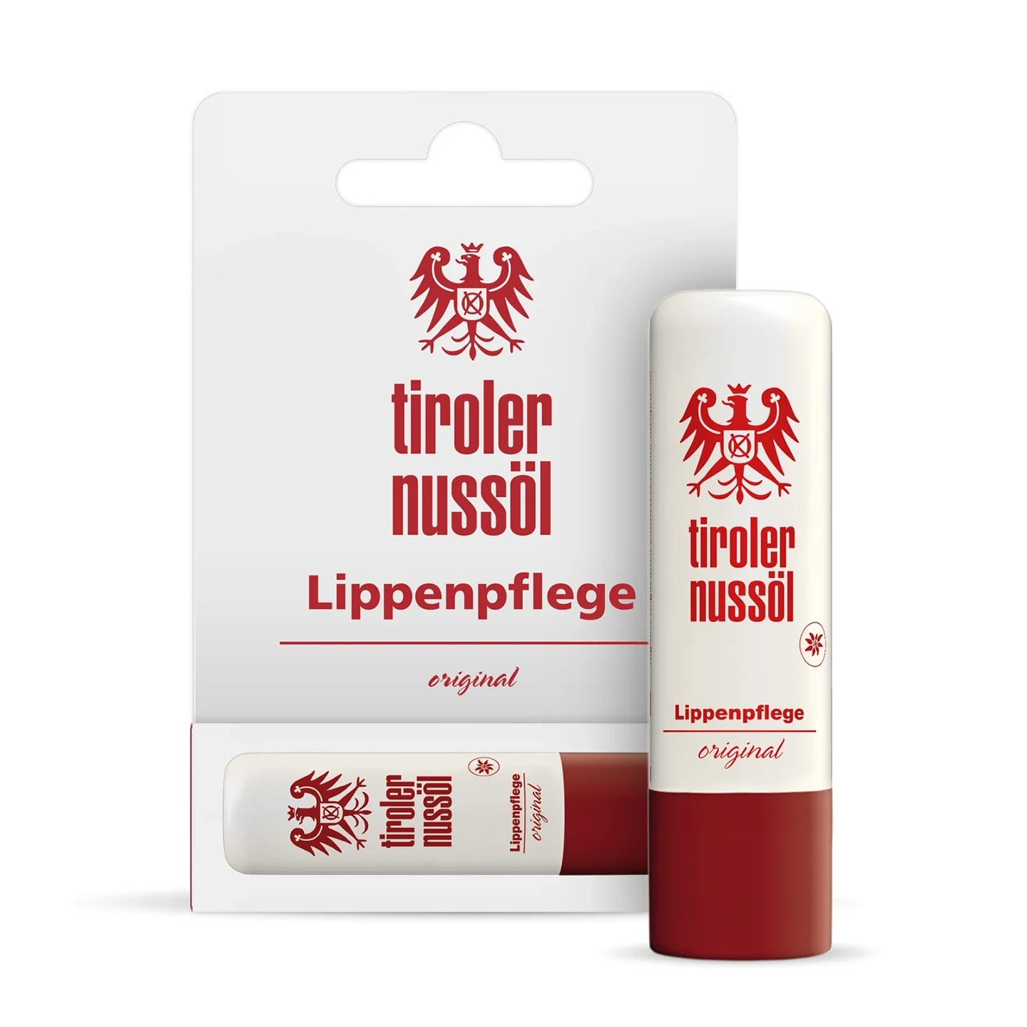 Tiroler Nussöl Original Lippenpflege – Packshot mit Verpackung Vorderansicht
