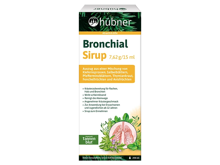 Packshots des Bronchial-Sirup 250ml mit den USPs